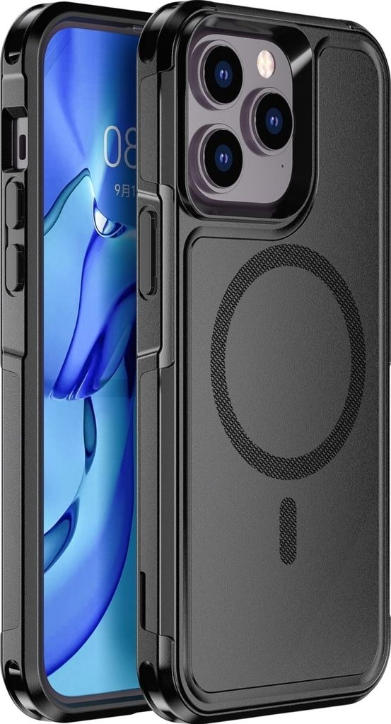 Mobigear Traveller iPhone 14 Pro Max MagSafe Hülle Hardcase Backcover Stoßfest - Schwarz