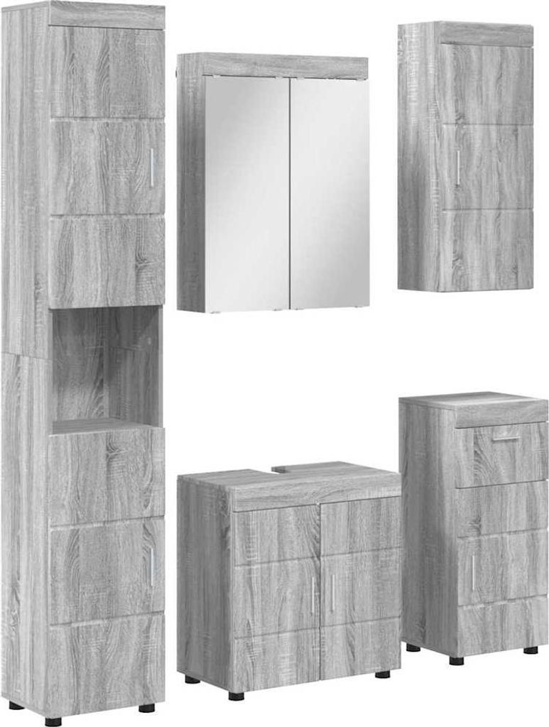 Badezimmermöbel-Set mit Regal TULUM Graues Sonoma Holzwerkstoff