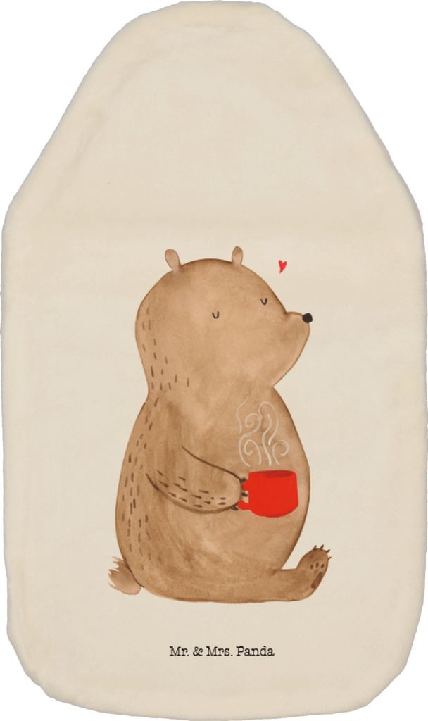 Mr. & Mrs. Panda Wärmflasche Bär Kaffee - Weiß - Geschenk, Bettflasche, gummi, Wärmekissen, Motivation, Kuschelwärmflasche, Bären, Plüsch, C...