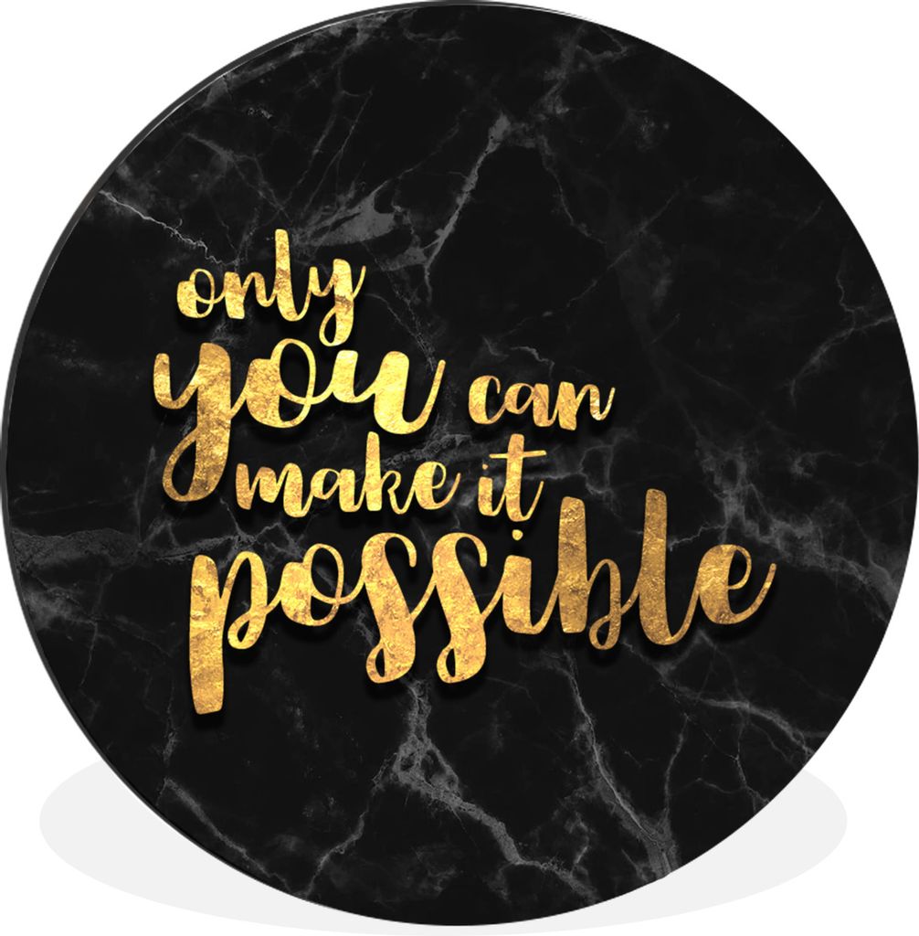 MuchoWow Aluminium Wandkreis Zitat - Motivation - Marmor - Gold Ø 30 cm Wanddeko Modern Wohnzimmer - Wand Bild - Wohnzimmer - Runde Bilder - Alu...