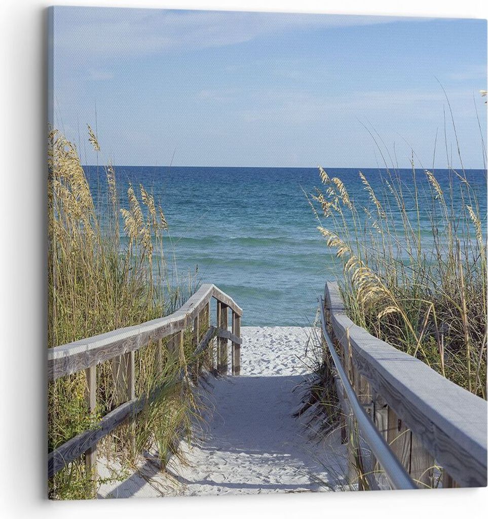 Bild auf Leinwand - Leinwandbild - Einteilig - Strand Düne Strecke - 70x70cm - Wand Bild - Wanddeko - Wandbilder - Leinwanddruck - Bilder - Wandde...