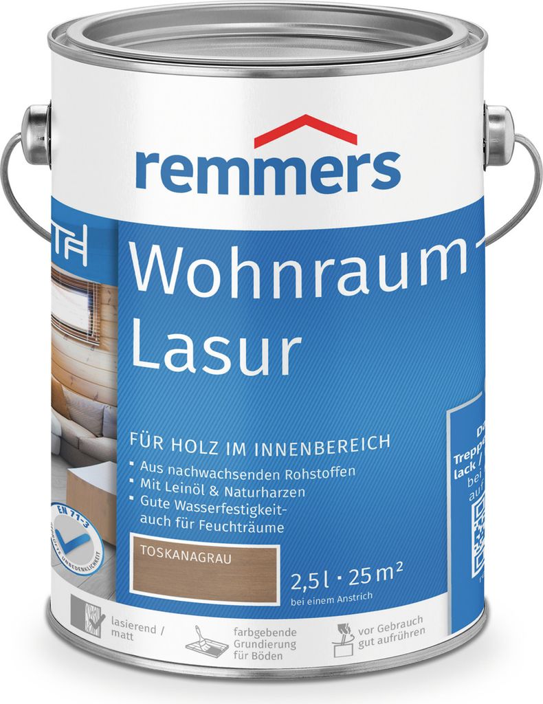 Remmers Wohnraum-Lasur toskanagrau 2,5 l, Holzlasur innen Produktbild 