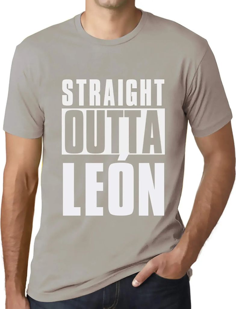 Herren Grafik T-Shirt Straight Outta León Öko-Verantwortlich Vintage Jahrgang Kurzarm Lustige Druck Geburtstag Geschenk Mann