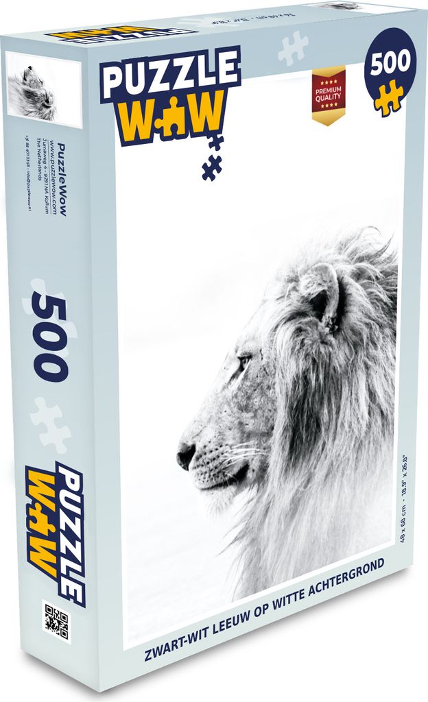MuchoWow Puzzle 500 Teile Profil - Löwe - Schwarz - Weiß - Denken - Spiel - Toy