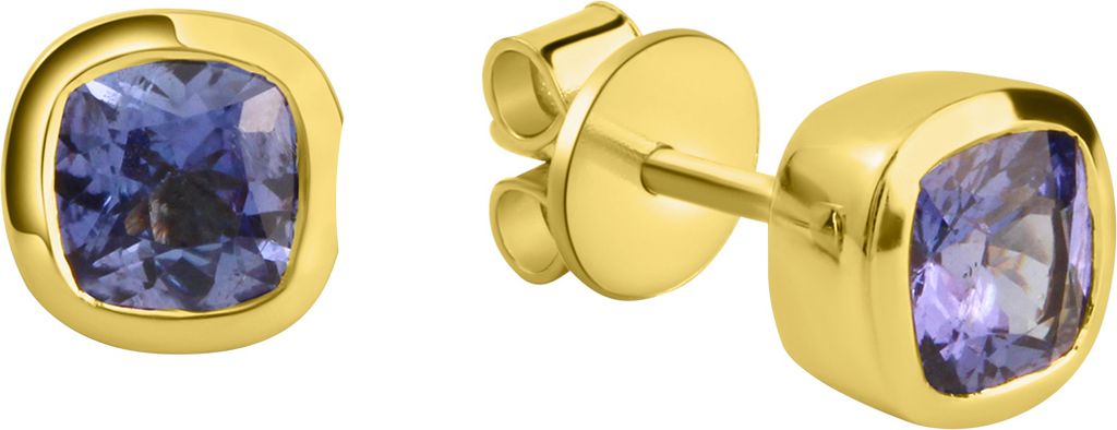 V Ohrstecker 585/- Gold 0,7cm gelb Tansanit blau 400320049-5