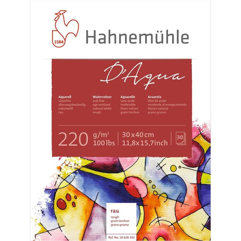 Hahnemühle D'Aqua Aquarellblock - 220 g/m² - rau - 30 x 40 cm - 30 Blatt