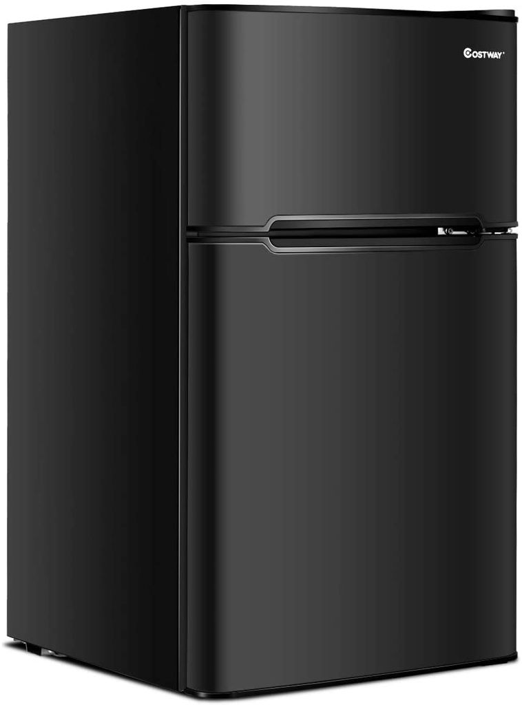 grau COSTWAY 90L Kühlschrank mit 27L Gefrierfach Kühl-Gefrier-Kombination Standkühlschrank Gefrierschrank mini Kühlschrank 