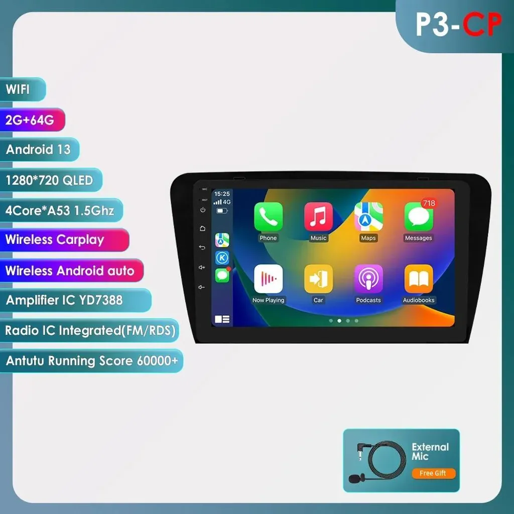 Autoradio écran large 10,33" compatible Android Auto et CarPlay P3CP