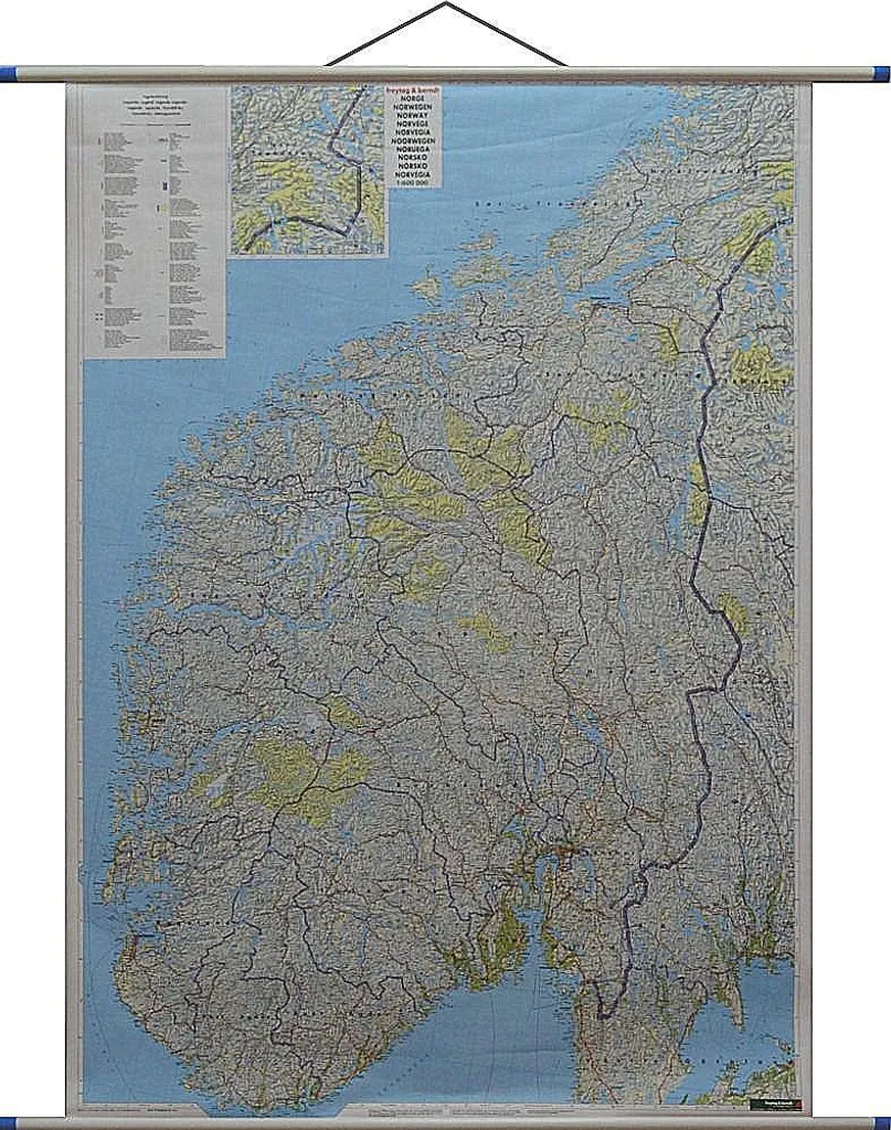 Carte murale Norvège 1:600.000 Freytag & Berndt - Grande Précision