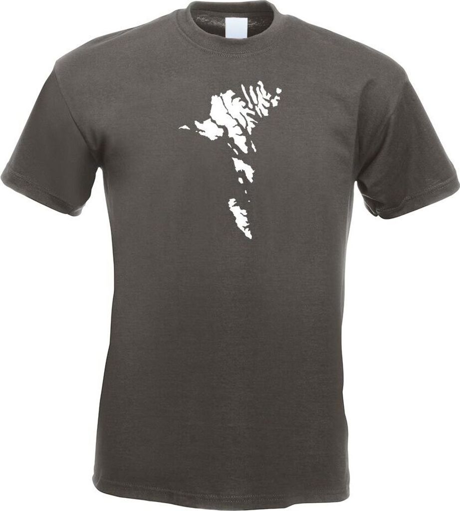 Kiwistar - T-Shirt - Graphit - Färöer Inseln Umriss Kontur Herren Funshirt Bedruckt Design Sprüche Spruch Motive - mit Motiv Bedruckt - Funshirt...