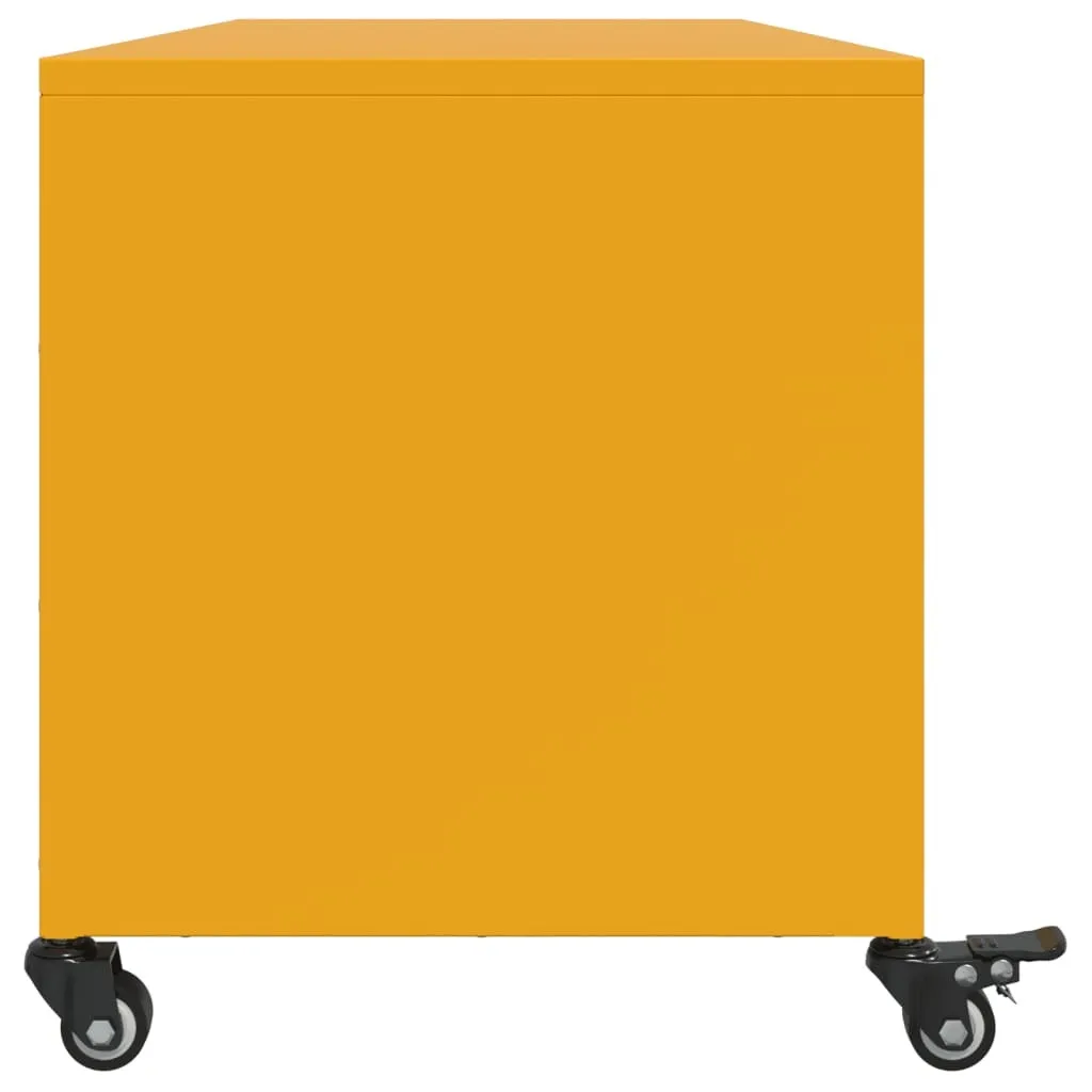 Meuble TV Acier Jaune vidaXL - Solution de Rangement Robuste 100 cm