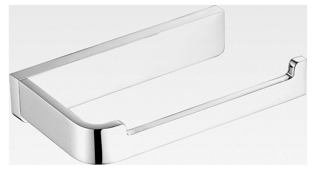 Toilettenpapierhalter ohne Deckel aus massivem Messing, quadratisch, Wandmontage, 20 cm, Chrom