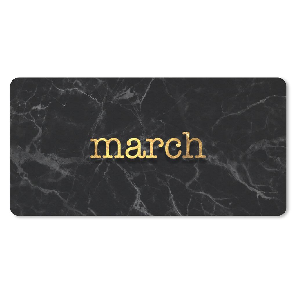 MuchoWow Schreibtischunterlage Zitat - Kalender - März - Gold 80x40 cm - XXL Mauspad - Gaming Mauspad