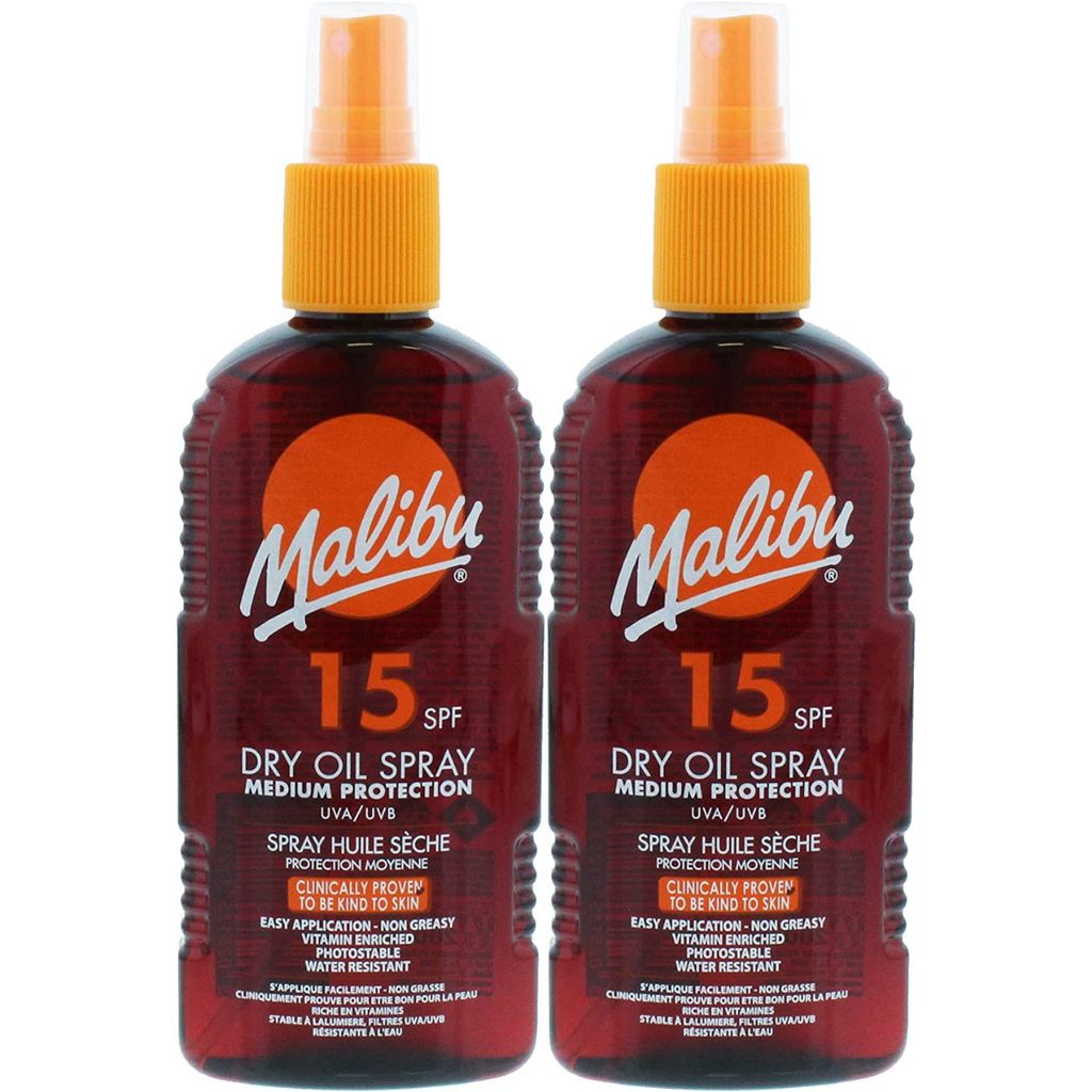 Malibu Dry Oil Spray SPF15 Bronzing Sonnenschutzöl 200ml x2pc