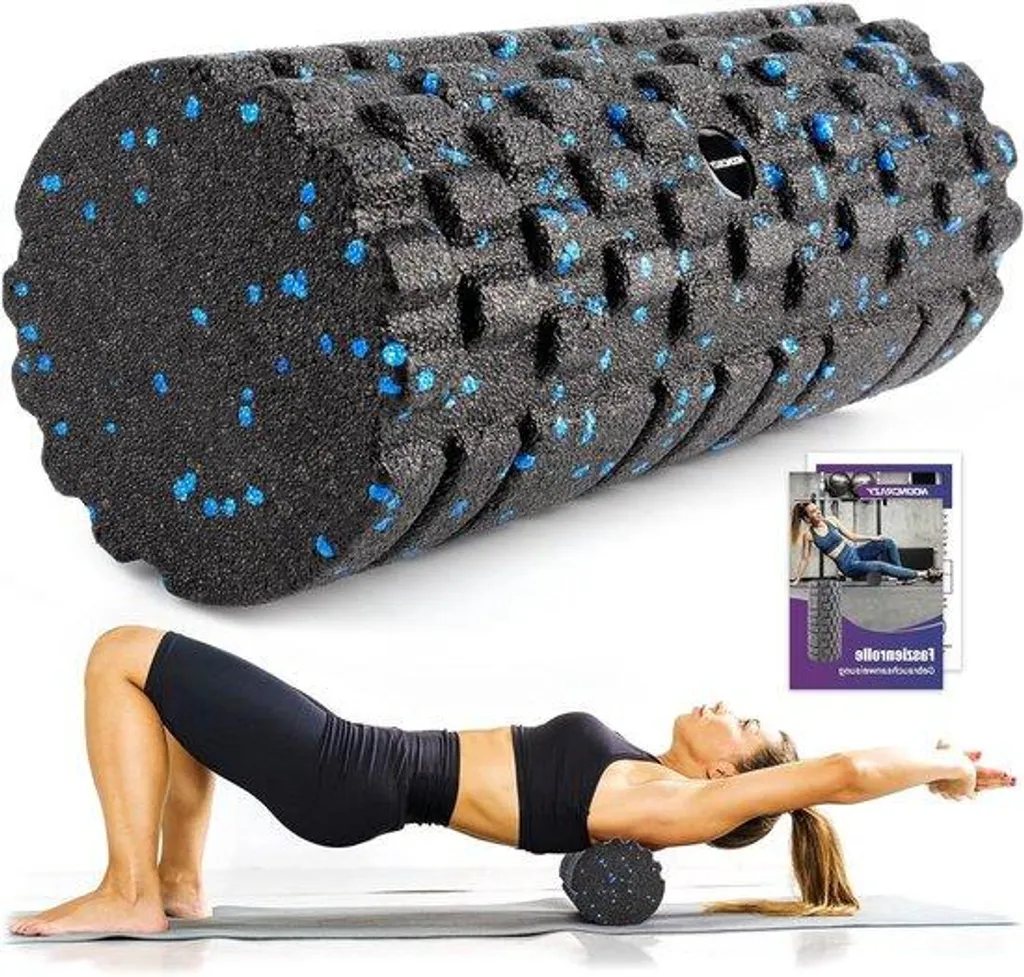 Rouleau de massage pour automassage du dos et des jambes 3D bleu 33cm