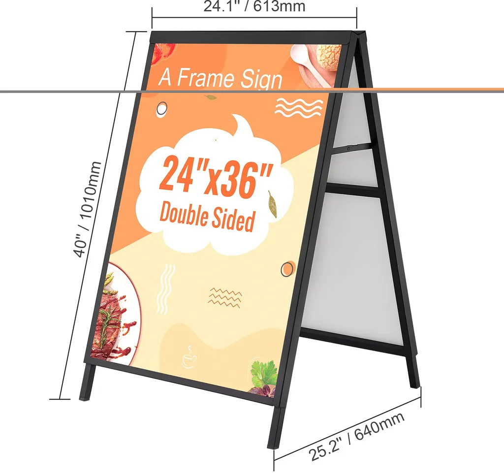 Support panneau de sol métal 24x36 pouces structure double face