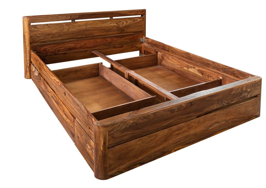 MASSIVMOEBEL24.DE Bett mit Schublade Sheesham 180x200x90 Produktbild 