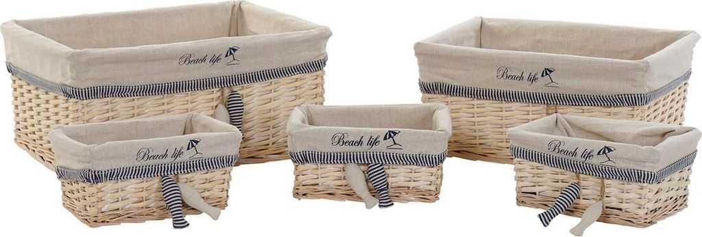 Korb-Set DKD Home Decor Spiralen Mediterraner 48 x 38 x 13 cm