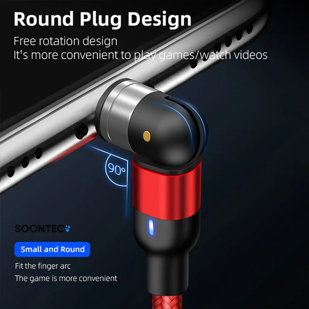 4 Cavi Magnetici USB 2-in-1, Ricarica Veloce Con Connettori Micro USB E Tipo C, Testina Girevole 360°, Design Con LED, Nylon Intrecciato, Solo Ricarica - 6