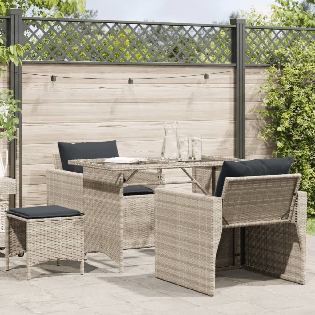 Maison Exclusive - 4-tlg. Garten-Sofagarnitur mit Kissen Hellgrau Poly Rattan