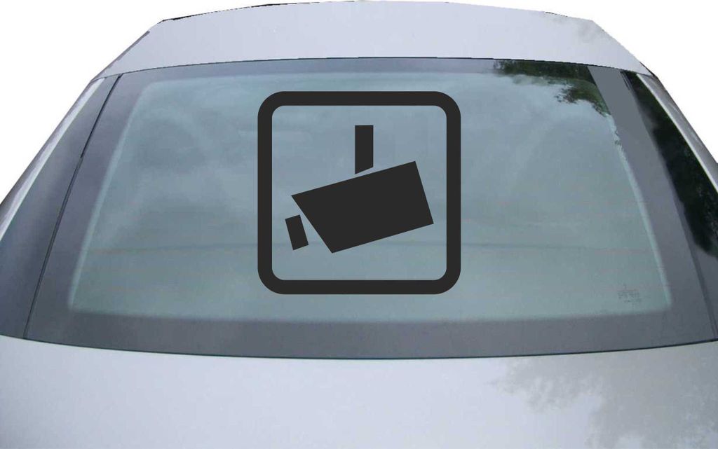 Indigos UG - Aufkleber Heckscheibe & Motorklappe DE2325 - schwarz - 600x600 mm - Videoüberwacht - Auto Scheiben Fenster Heckklappe Tuning Racing J...