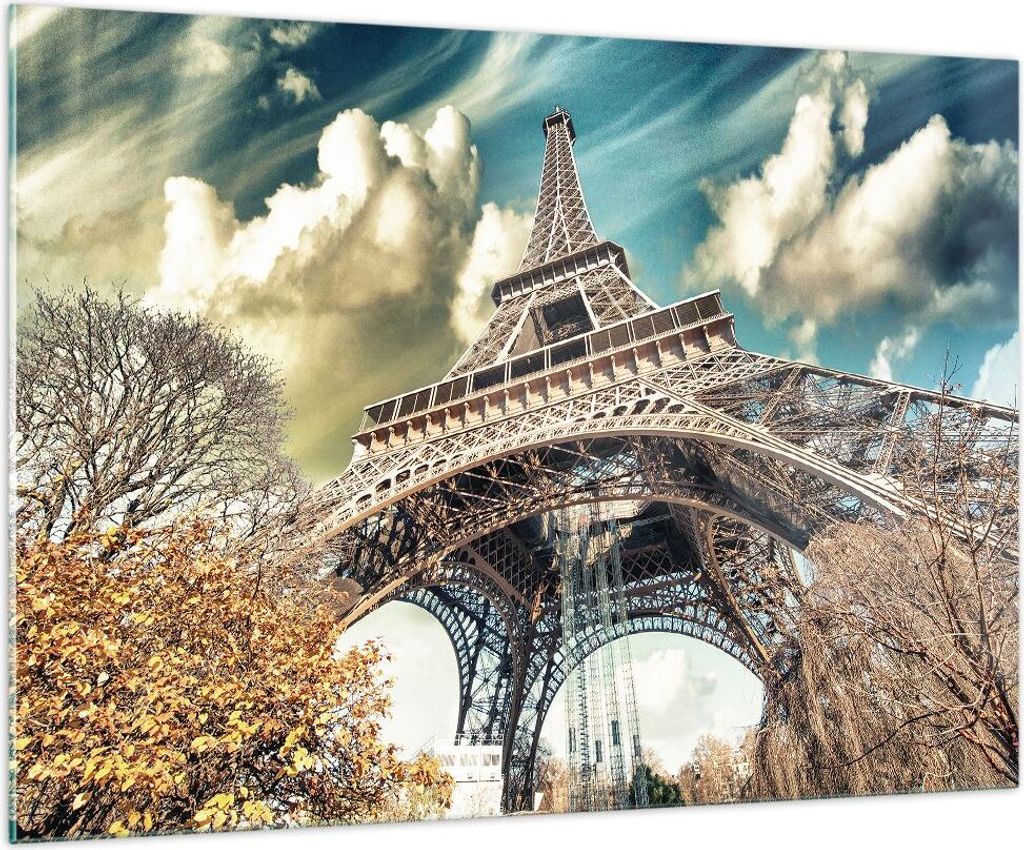 Bilder auf glas - Eiffel technik europa frankreich - 100x70cm - Glasbilder - Wandbilder - Kunstdruck - zum Aufhängen bereit - Wanddekoration aus G...