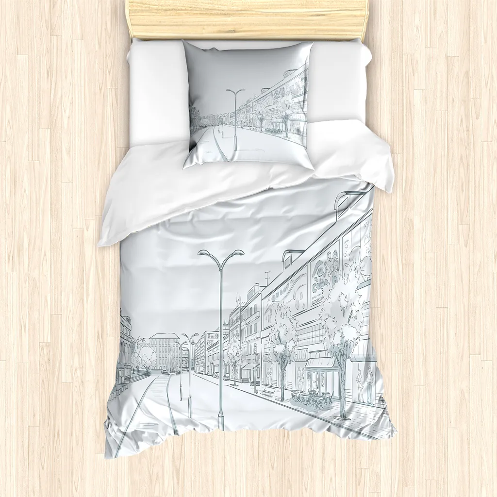 Copripiumino Cityscape ABAKUHAUS Blu Ardesia 135x200 Singolo