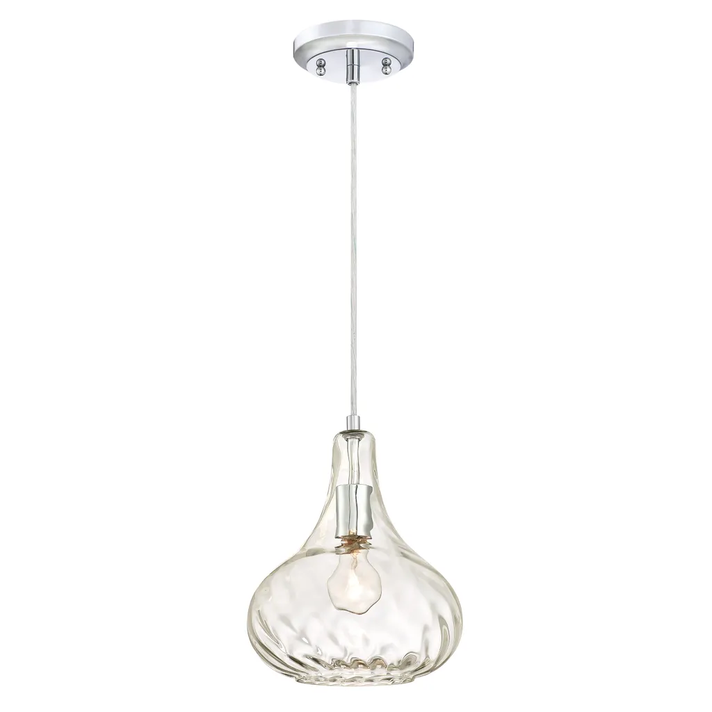 Lampada Sospesa Vetro Martellato e Cromo Lucido | Offerta Casa
