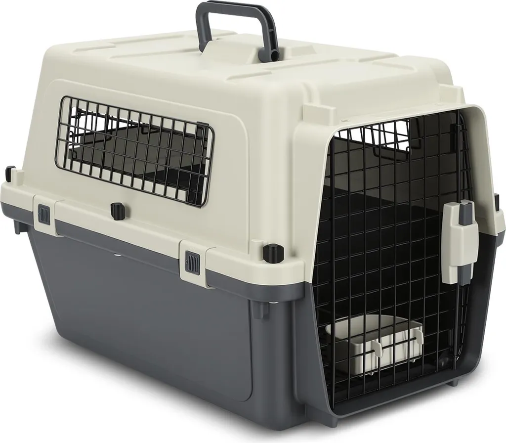 Caisse Transport Chat Anti-Évasion avec Portes Fer Sécurisées 60x42cm