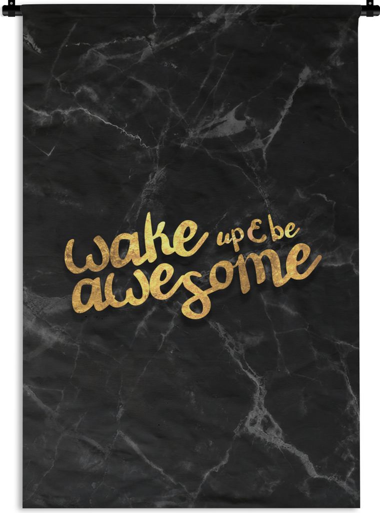 MuchoWow Wandteppich Wandbehang Zitate - Cool - Gold - Schwarz 120x180 cm Tapisserie Dekoration Wandtuch - Schlafzimmer - Dekorationen für das Haus