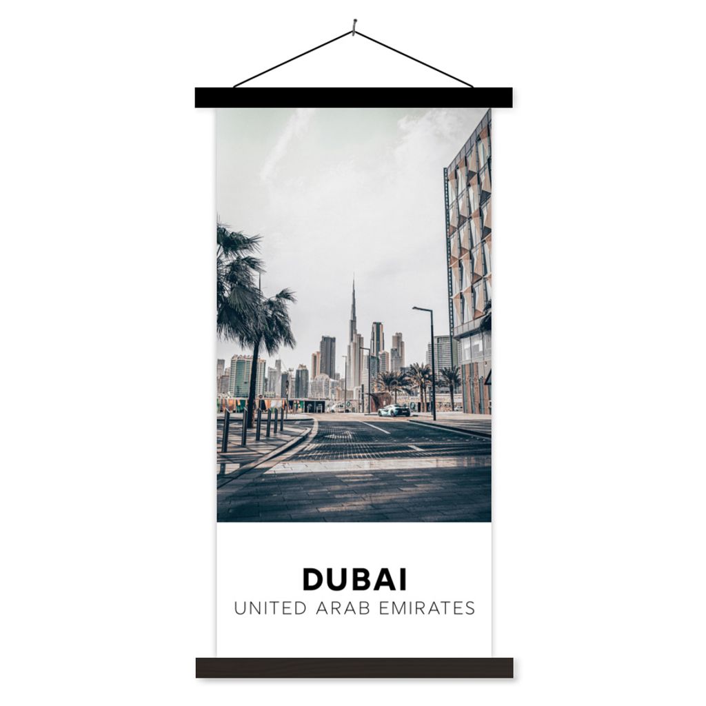MuchoWow Textilposter Dubai - Autobahn - Architektur 60x120 cm mit schwarzem Rahmen - Magnete