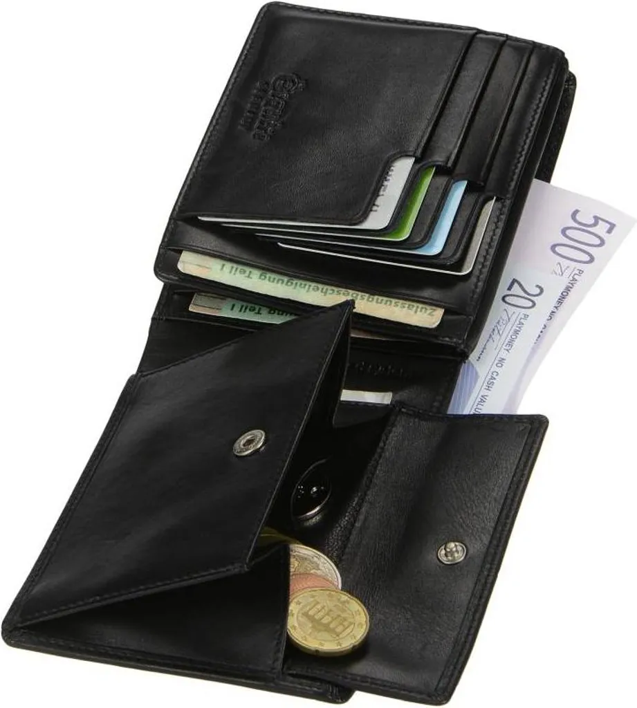 Esquire Harry Portefeuille RFID avec Rabat - Cuir Véritable Noir Quer - 19