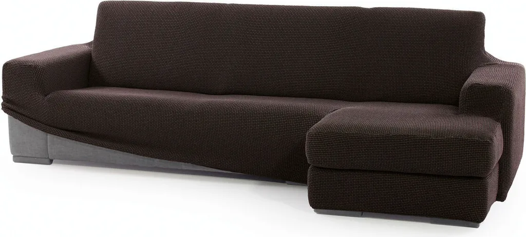 SOFASKINS® Copri Chaise Longue Super Stretch, Copri Divano con bracciolo corto destro, Traspirante, Comodo e Durevole, Dimensioni del Divano Compatibili (210-340 cm), Colore Marrone - 1