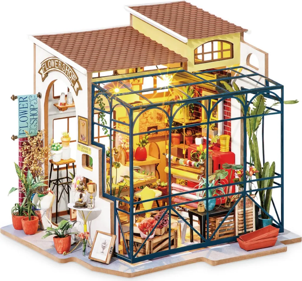 RoboTime Fleuriste Maison Miniature DIY Kit de Construction en Bois