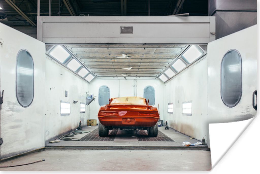 MuchoWow Poster Auto - Autowaschanlage - Rot 90x60 cm - Schlafzimmer