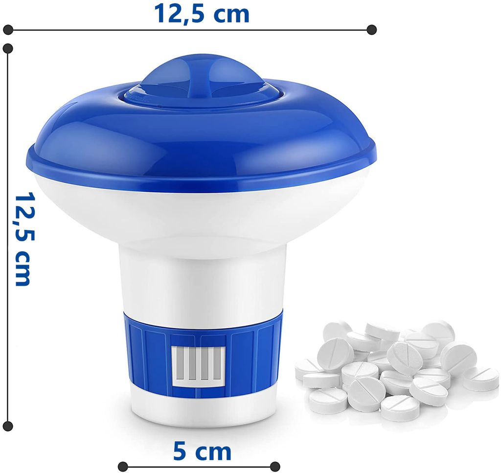MeisterPool Dosierschwimmer Pool Chemischen Spender Chlor Dosierer, mit Einstellbare Belüftungsöffnungen, Größe:Für 20g Tabletten