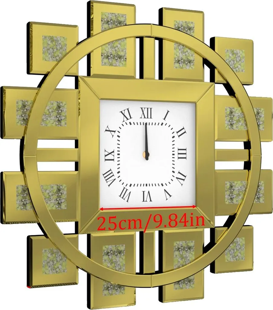 Horloge murale design irrégulier dorée 80 cm avec mouvement à quartz