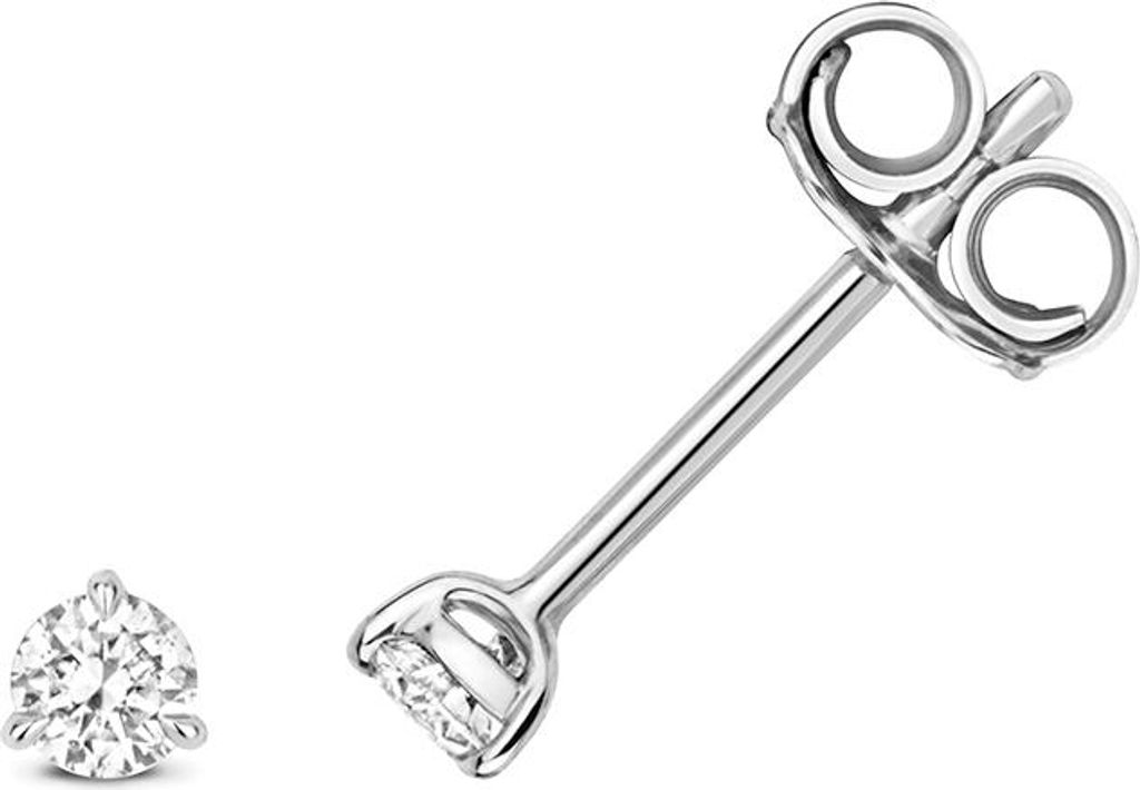Funkelndes Feuer 18 Karat (750) Weißgold Damen - Diamant Paar Ohrstecker Brillant-Schliff 0.15 Karat H - SI2; TRS3463718KW