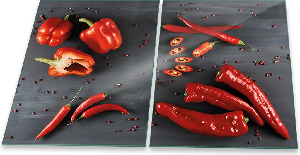 Coprifornelli in Vetro Temperato 2 Pezzi 40x52 cm Verdure Rosso