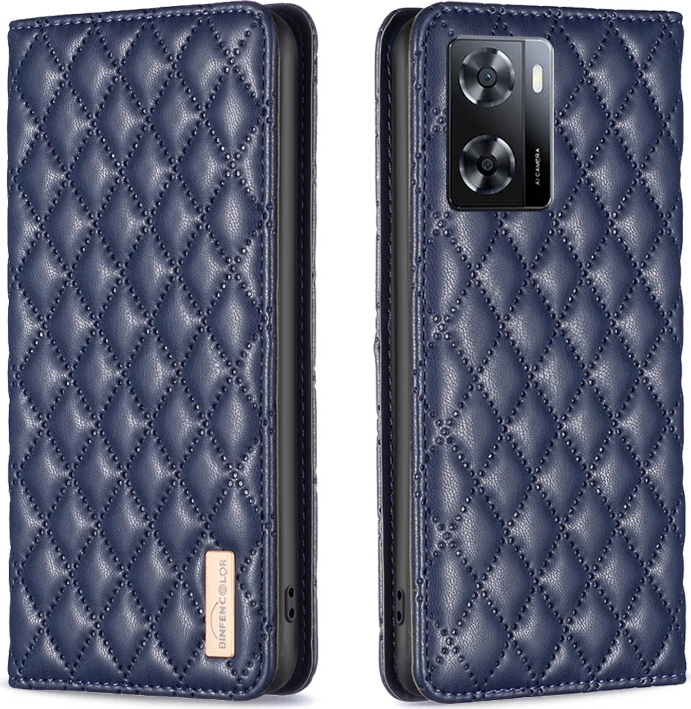 Custodia OPPO A57 4G Blu - Cover Pelle Portafoglio Elegante con Supporto