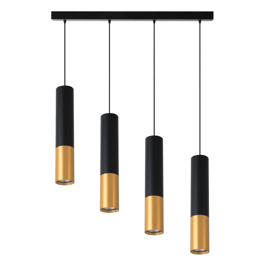 MasterLED Pendelleuchte Keon 4-flammig GU10 – Deckenlampe Schwarz Gold für Esstisch & Küche