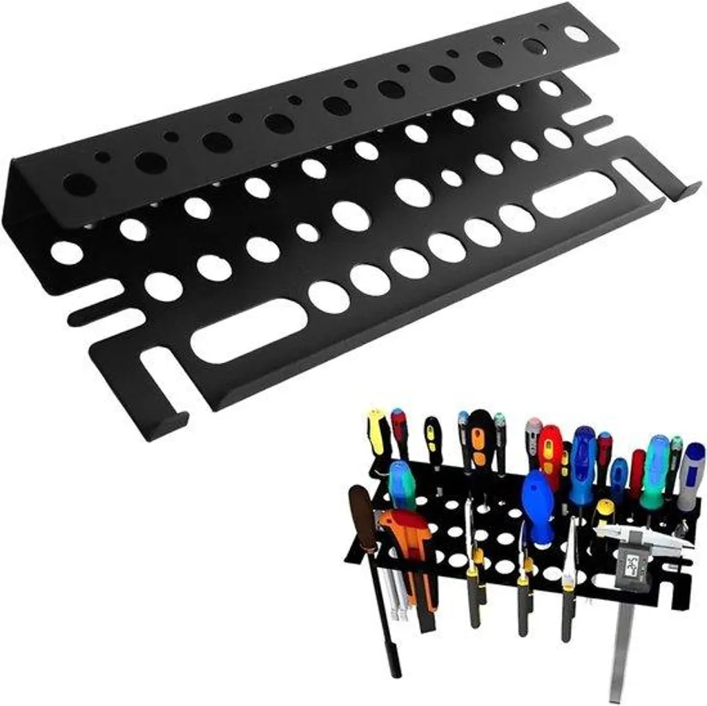 Support mural pour tournevis et outils de garage - Rail de 40 cm noir