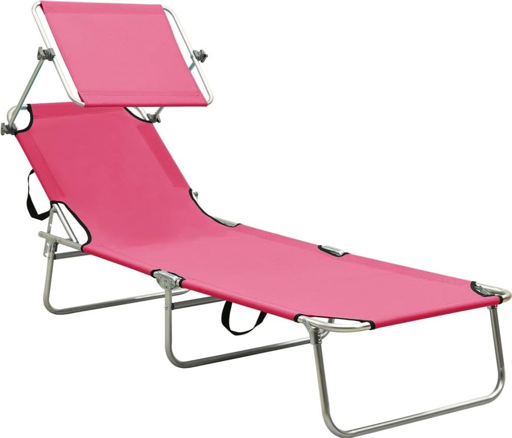 vidaXL Klappliege mit Sonnendach Rosa Aluminium
