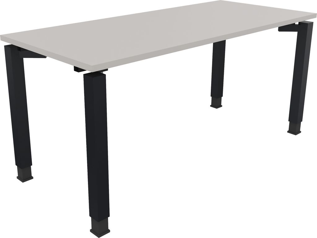 Schreibtisch Vierfuß Quadratrohr B1600xT700xH680-820 an/Lichtgrau