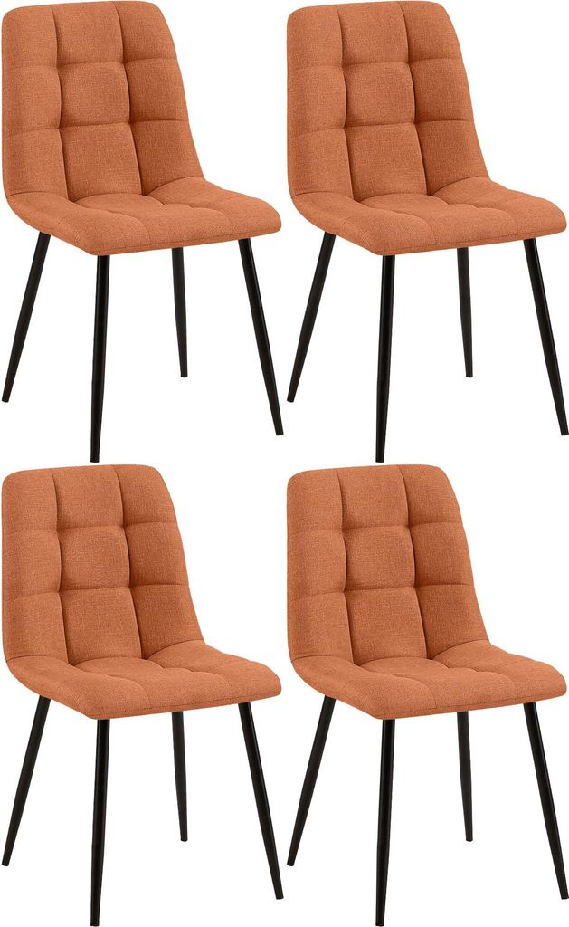 CLP 4er Set Esszimmerstuhl Tilde gepolstert mit Rückenlehne bis 150 kg belastbar orange Material Stoff