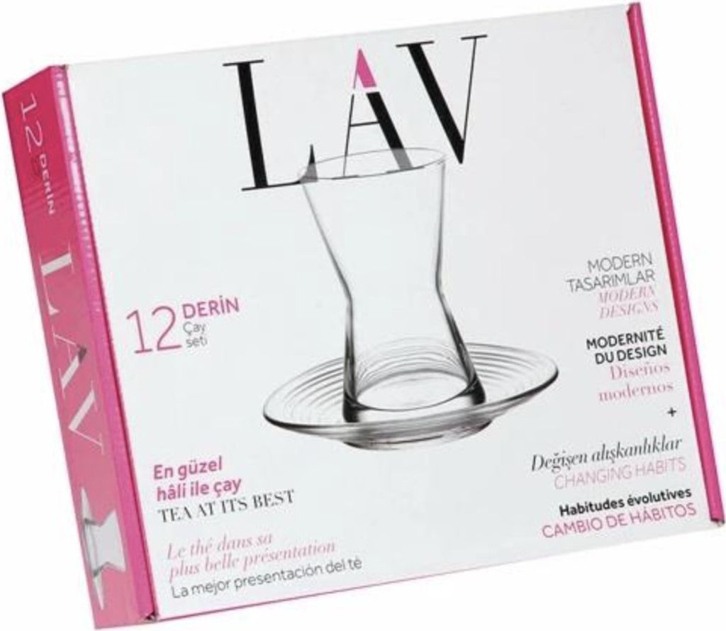 Lav Derin 12er Set, türkische Teegläser mit Untertassen Produktbild 9