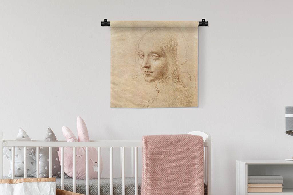 MuchoWow® Wandteppich Wandbehang Skizze - Leonardo da Vinci Produktbild 