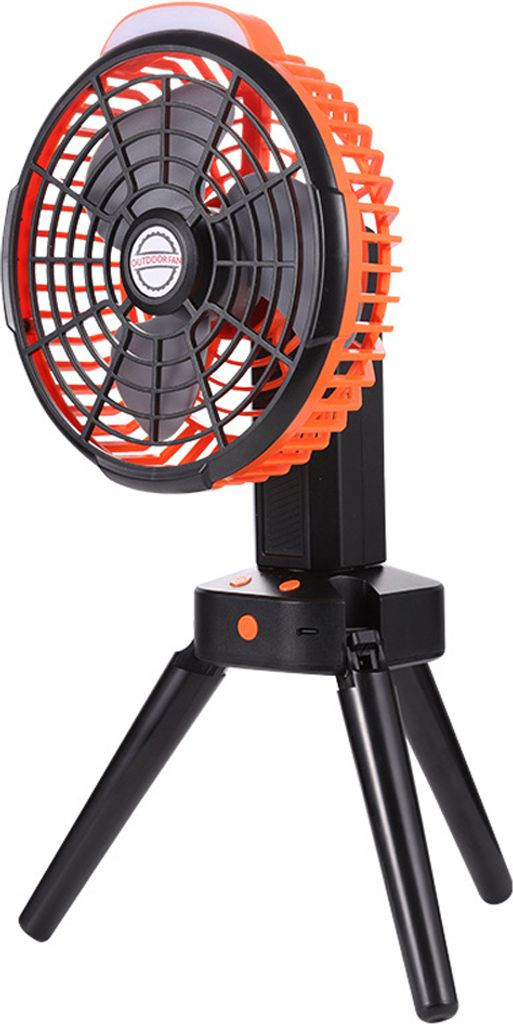 2-in-1-Campingventilator mit LED-Licht, multifunktionaler Zelt-Deckenventilator, wiederaufladbarer Stativventilator, unterstš¹tzt 4-stufige Windg...