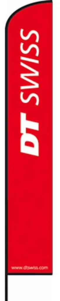 Drapeau Publicitaire DT Swiss Rouge 235 cm avec Support Métal Stable