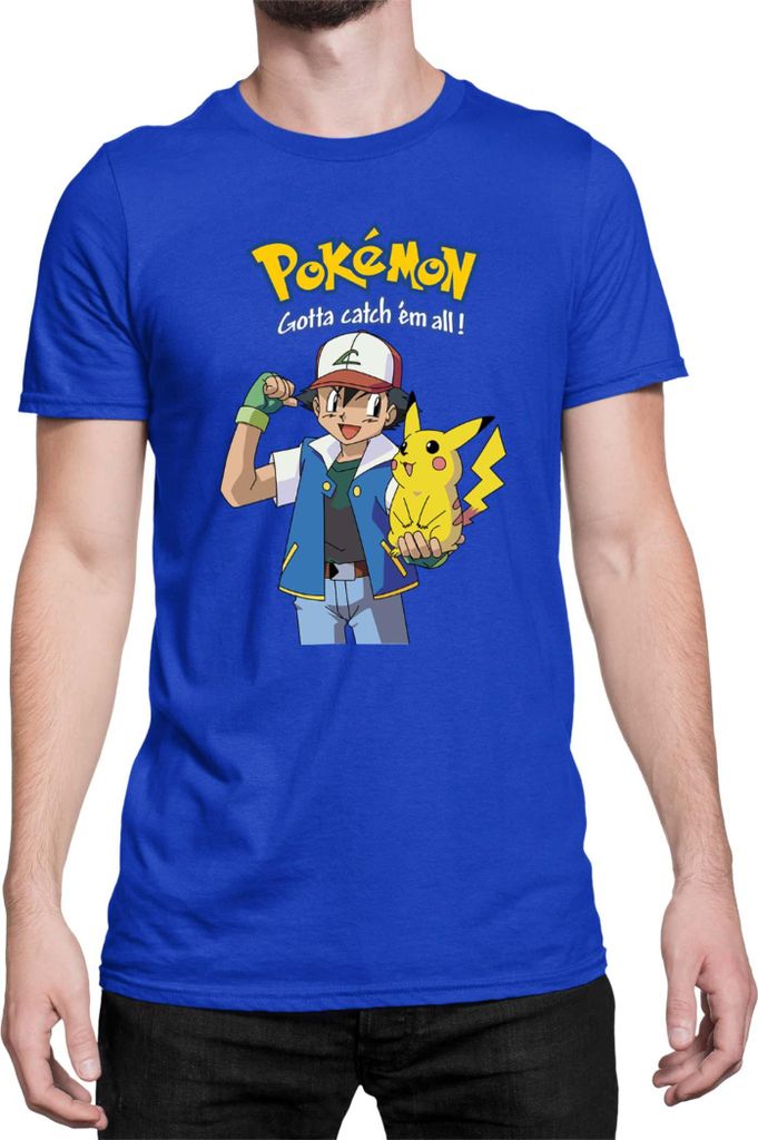 Herren T-Shirt Japan Manga Anime Comics Pokemon 012, Man S / Blau